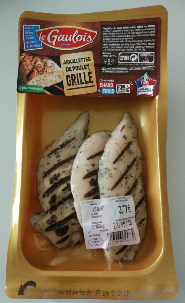 Aiguillettes de poulet grillé