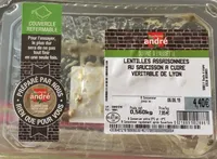 Lentilles assaisonnees au saucisson a cuire veritable de lyon