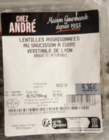 Lentilles assaisonnées au saucisson a cuire veritable de lyon