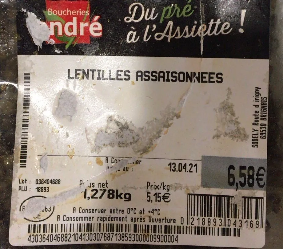 Lentilles assaisonnées