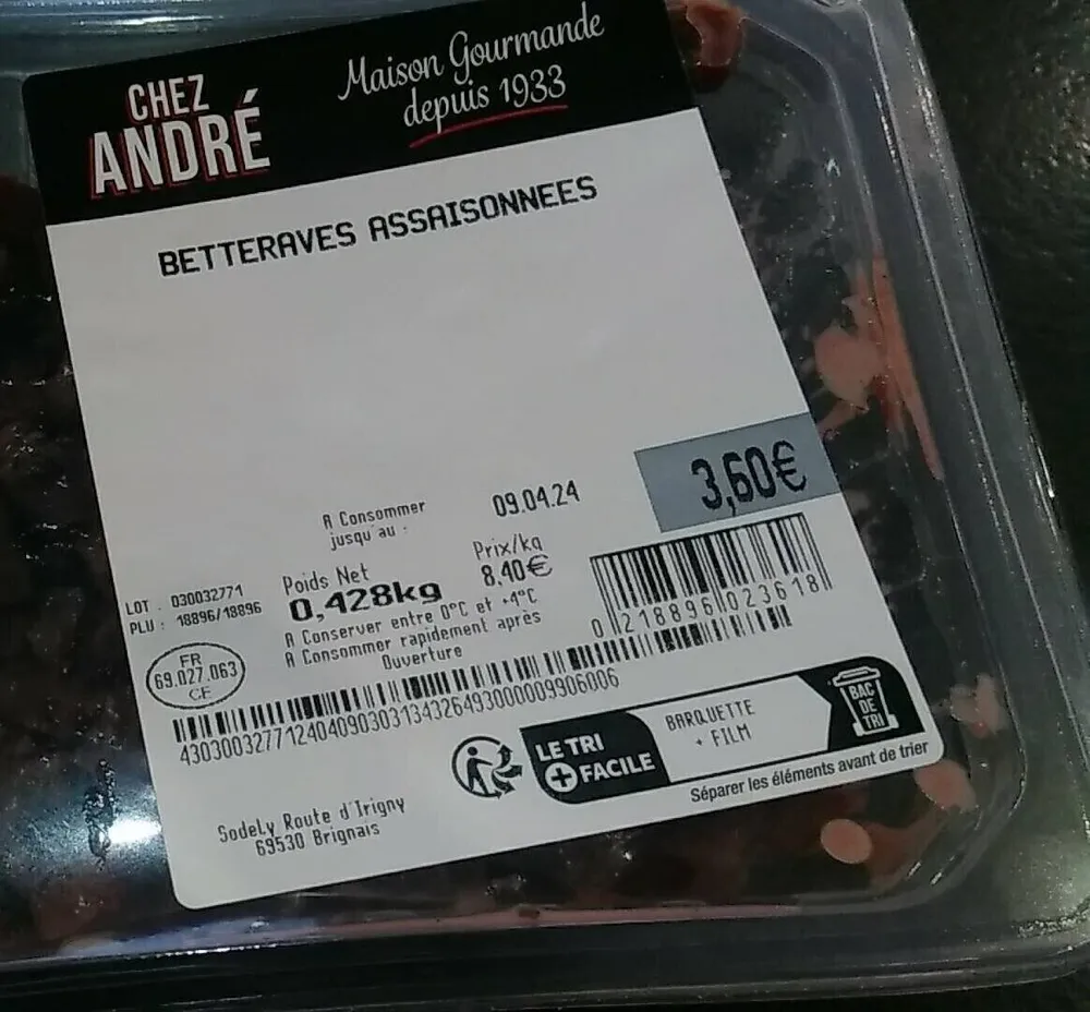 Betteraves assaisonnée