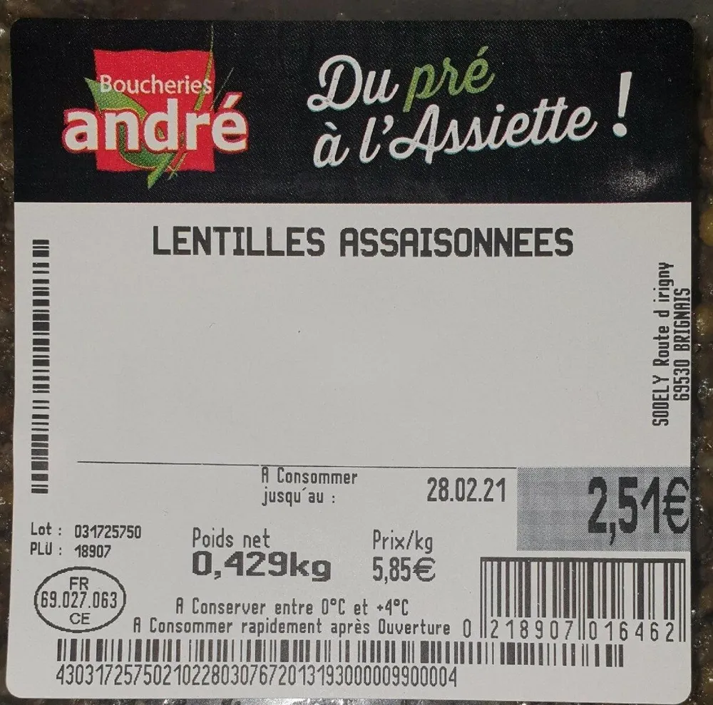 Lentilles assaisonnées