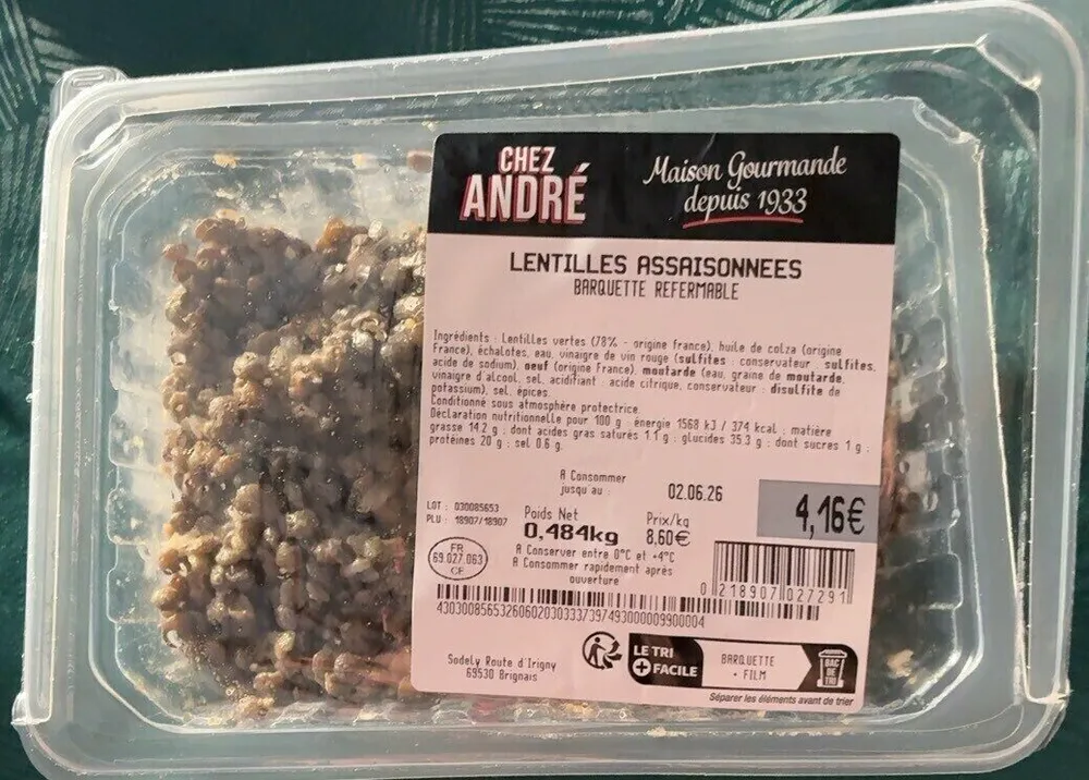 Lentilles assaisonnees