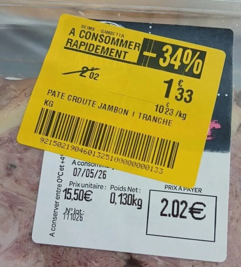 Tranche pâte en croûte supérieure au jambon