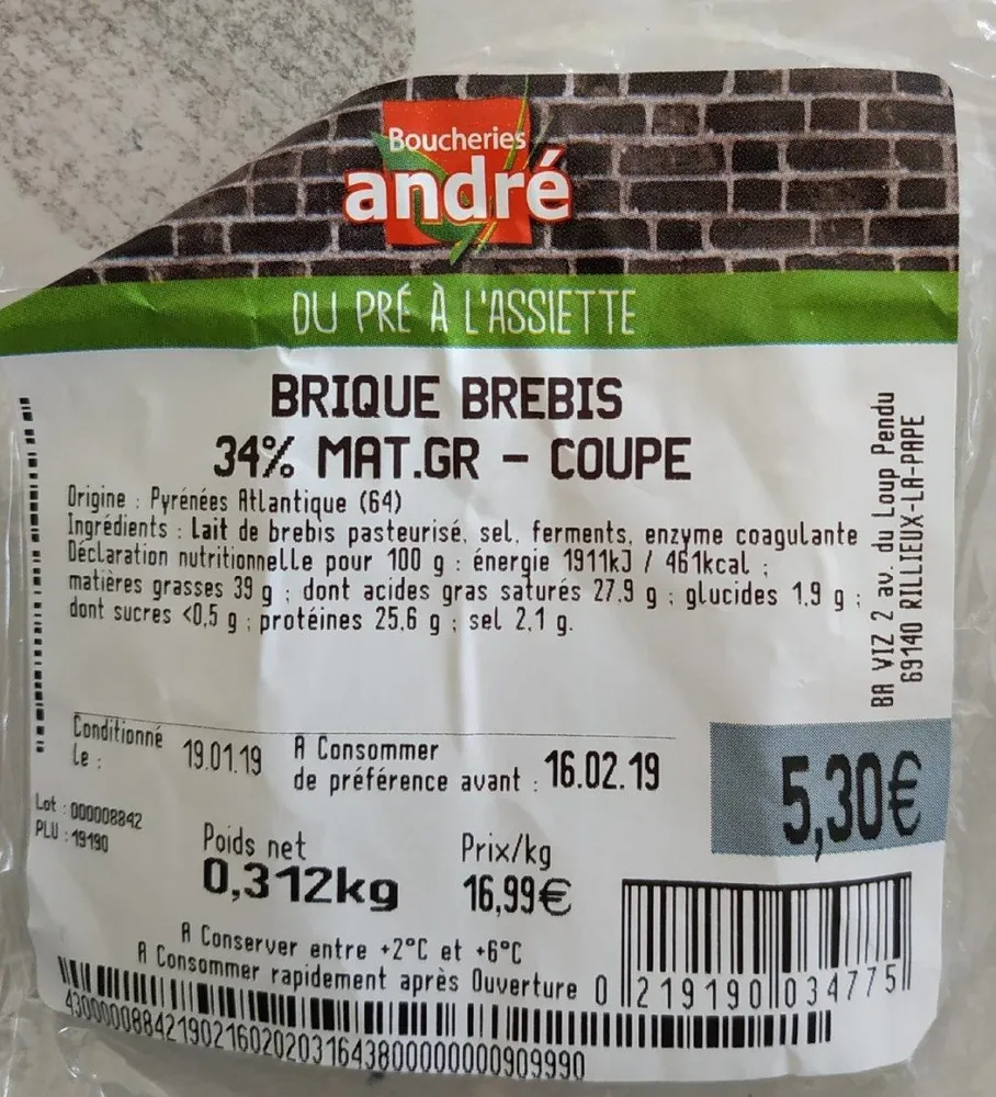 Brique brebis 34% mat gr