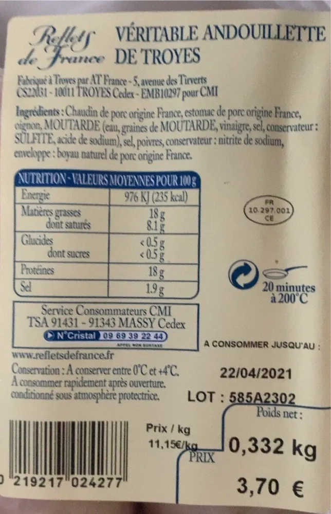 Veritable andouilette de Troyes