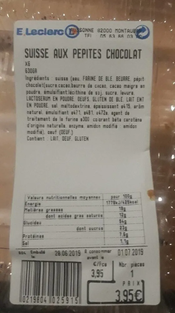 Suisse aux pépite chocolat