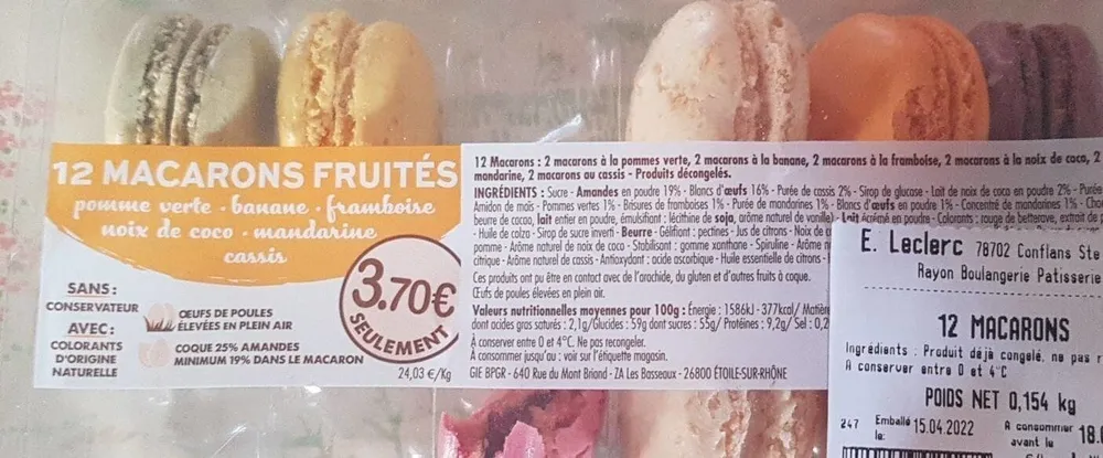 12 macarons fruités