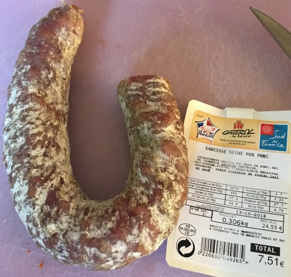 Saucisse seche pur porc