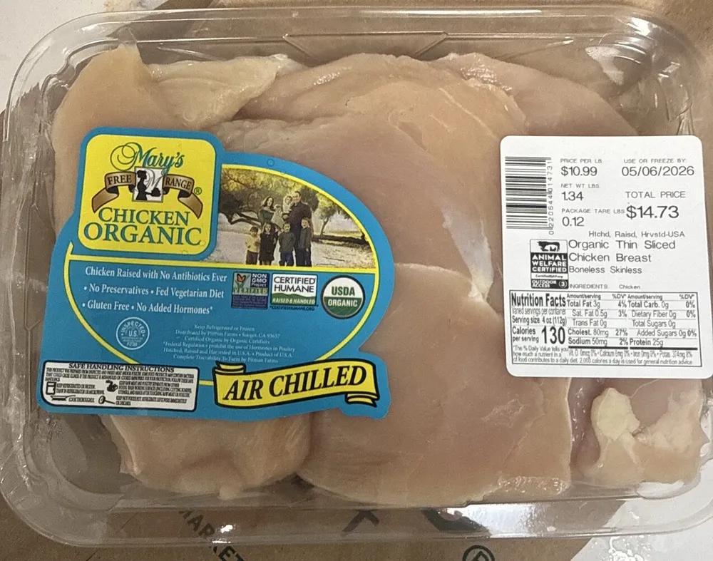 Organic Thin Sliced Chicken Breast