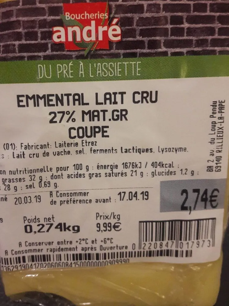 Emmental lait cru