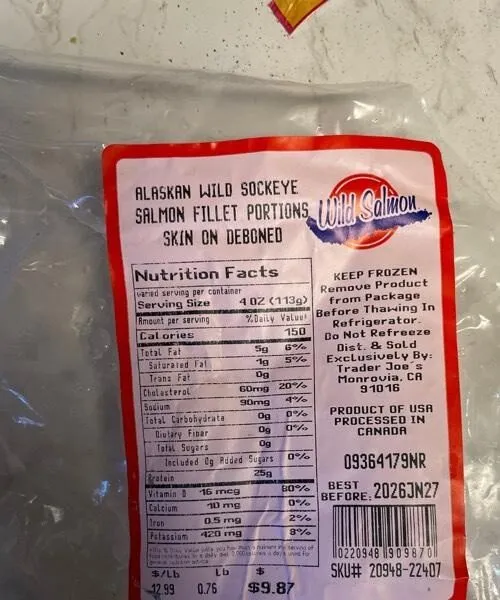 Alaskan wild sockeye salmon fillet portions skin on deboned