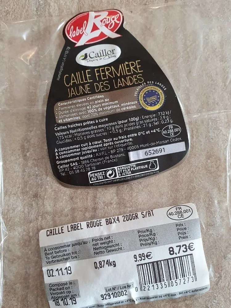 Caille fermière jaune des Landes
