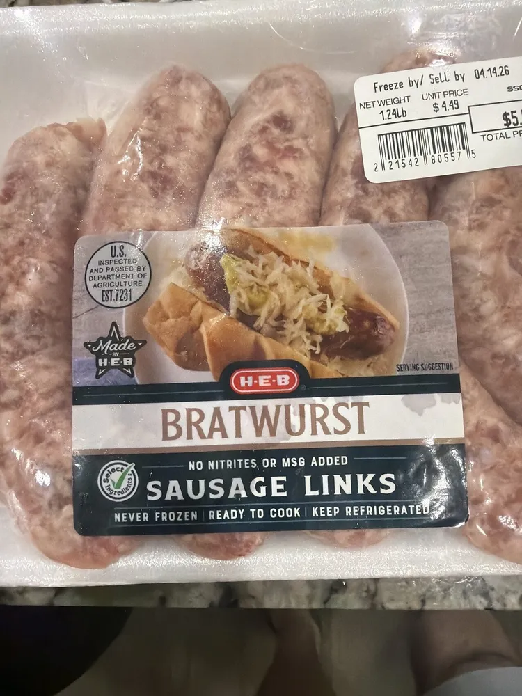 HEB bratwurst