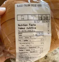 Sliced Italian Bread 450G