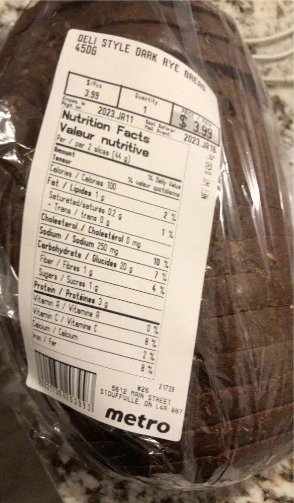 Deli Dark rye bread