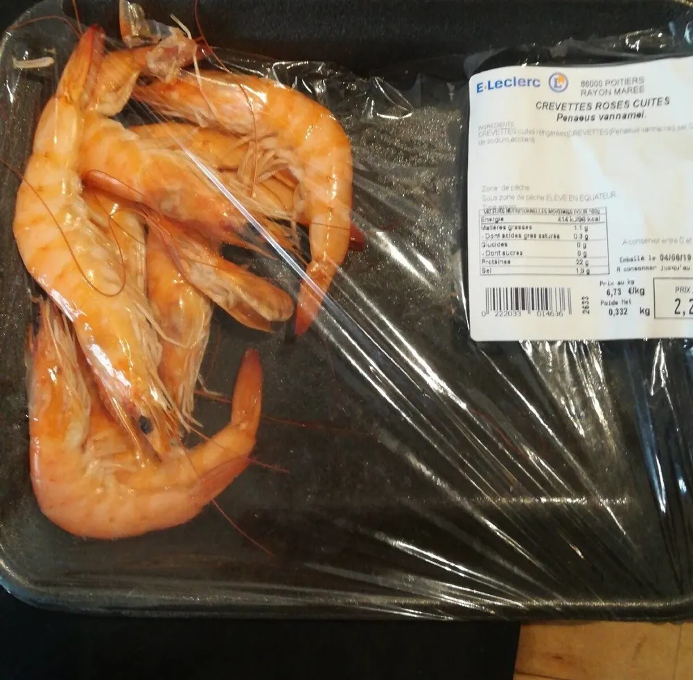 Crevettes roses cuites