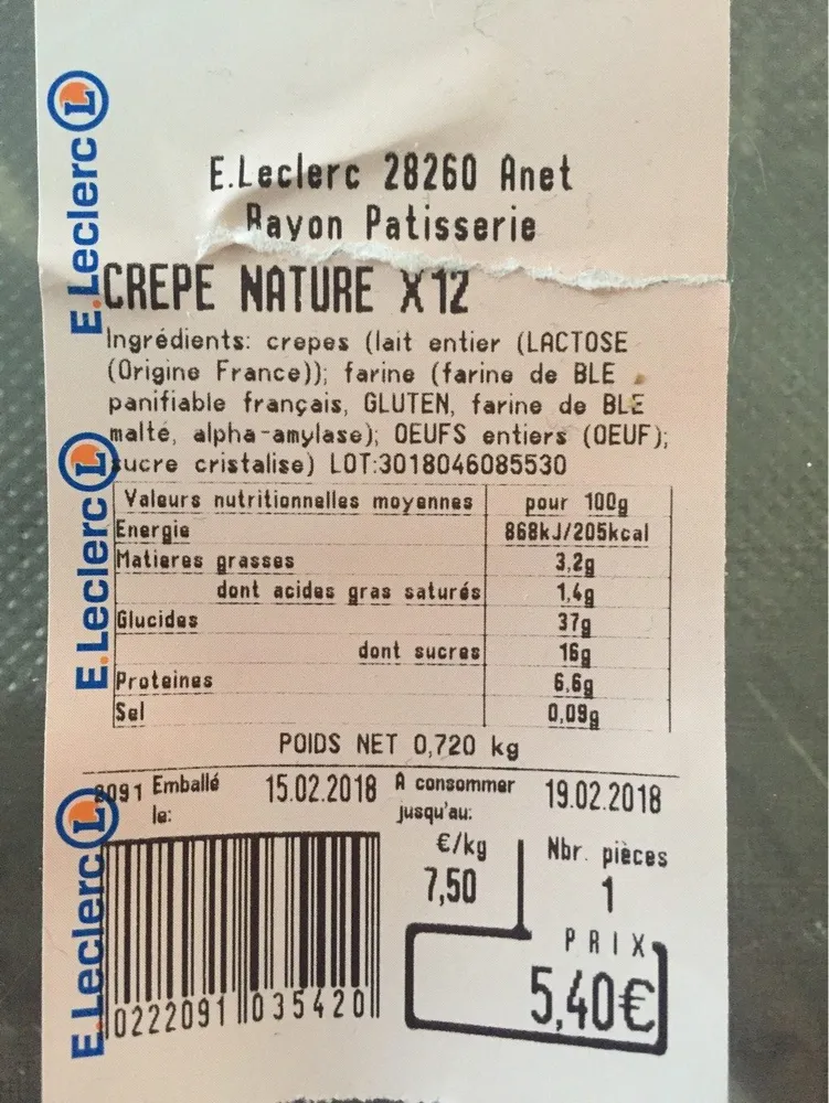 Crêpes nature