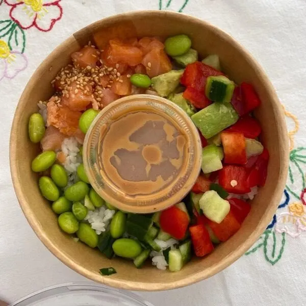 Smoked Salmon Rainbow Poké Bowl