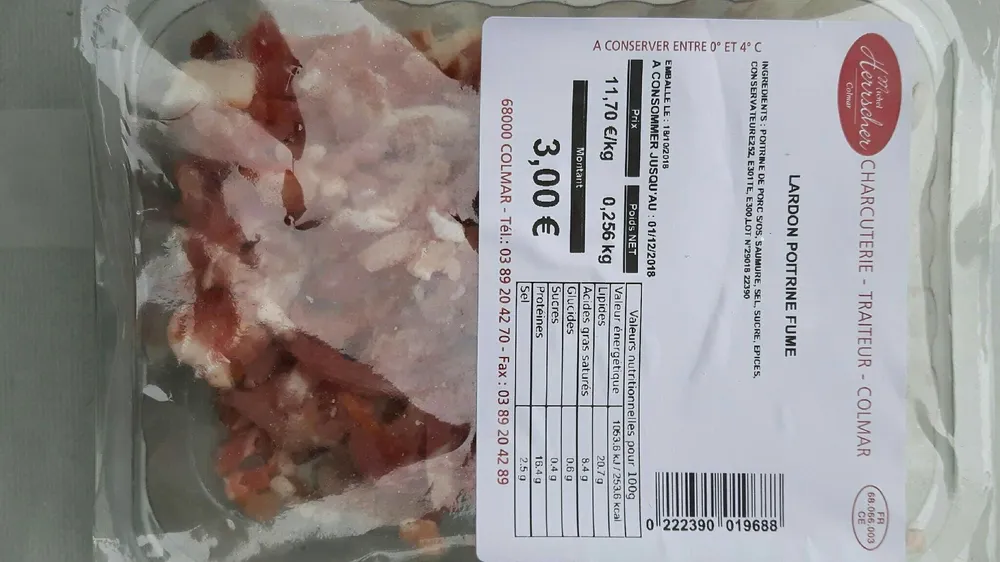 Lardon poitrine fume