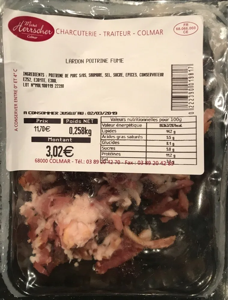 Lardons poitrine fumée