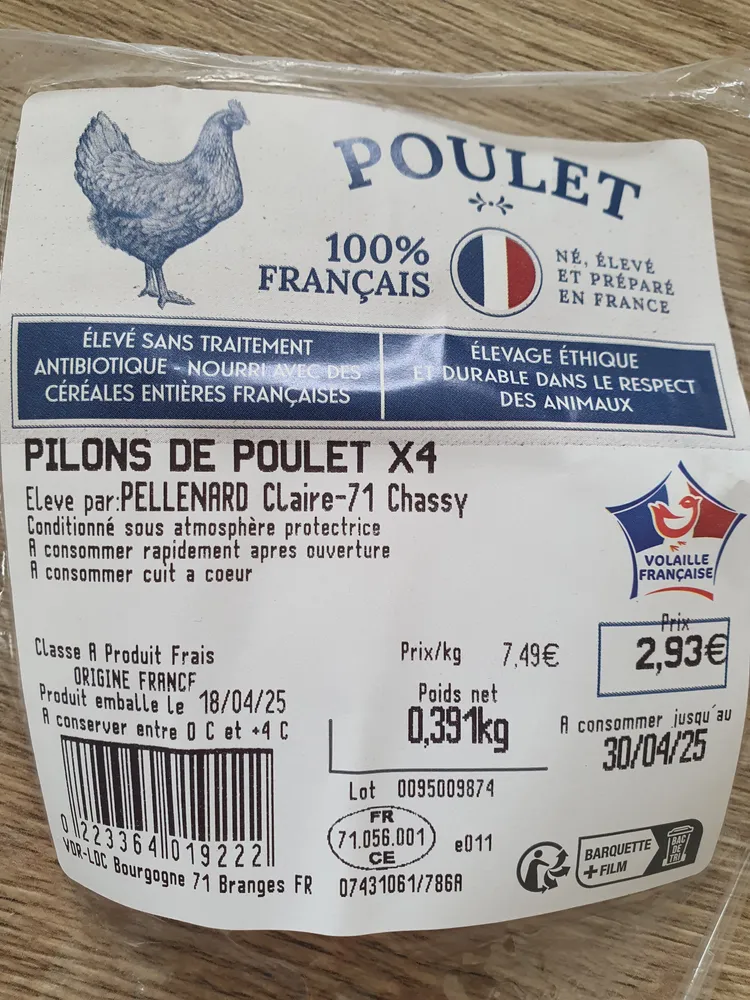 Pilons de poulet x4