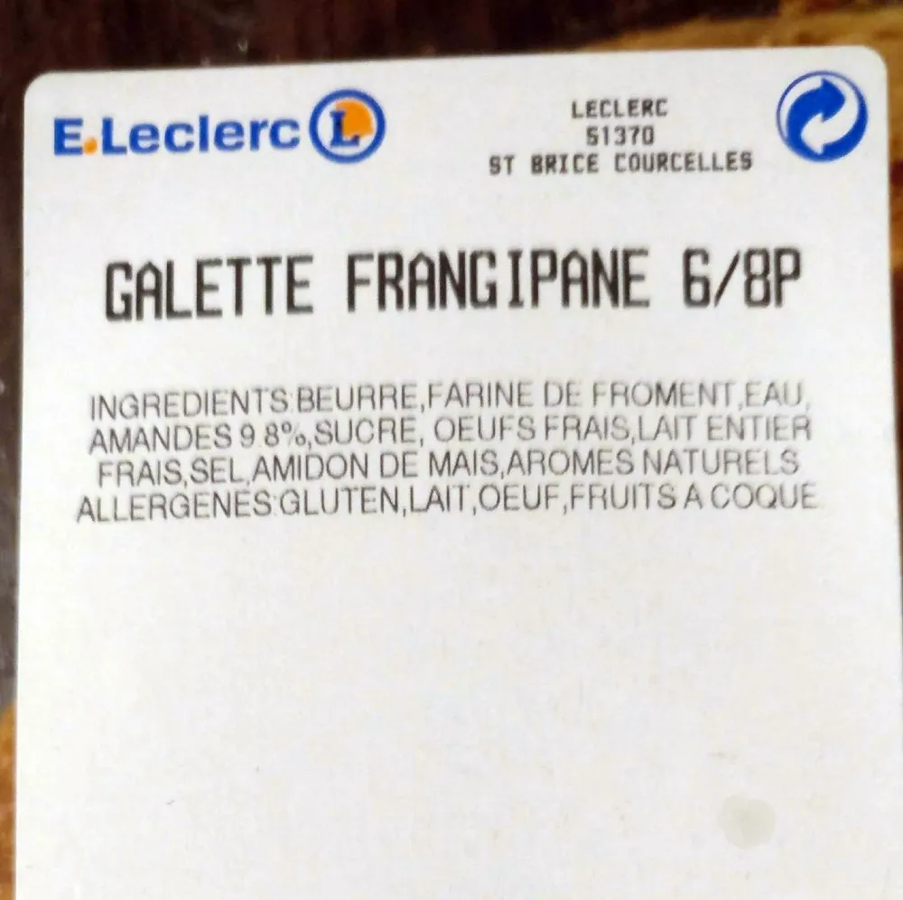 Galette Frangipane 6/8 parts