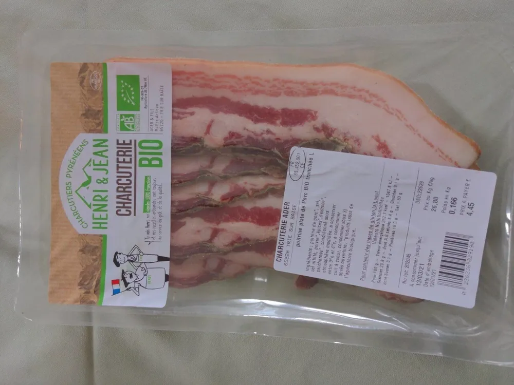 Poitrine plate de Porc BIO tranchée L