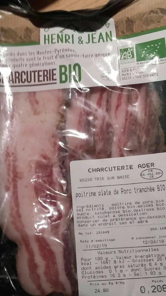 charcuterie hui poitrine plate de porc