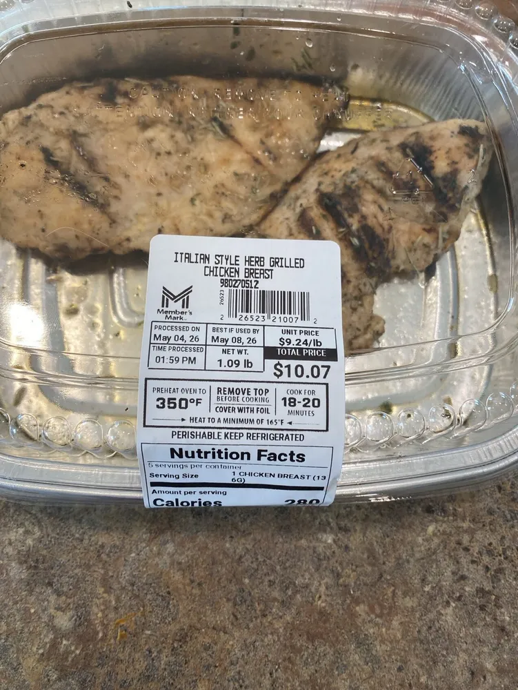 Italian Style Herb, Grilled Chicken Breast