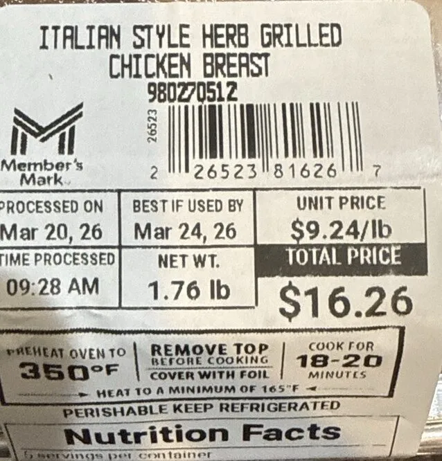 Italian Style Herb Grilled Chicken Breast