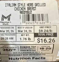 Italian Style Herb Grilled Chicken Breast