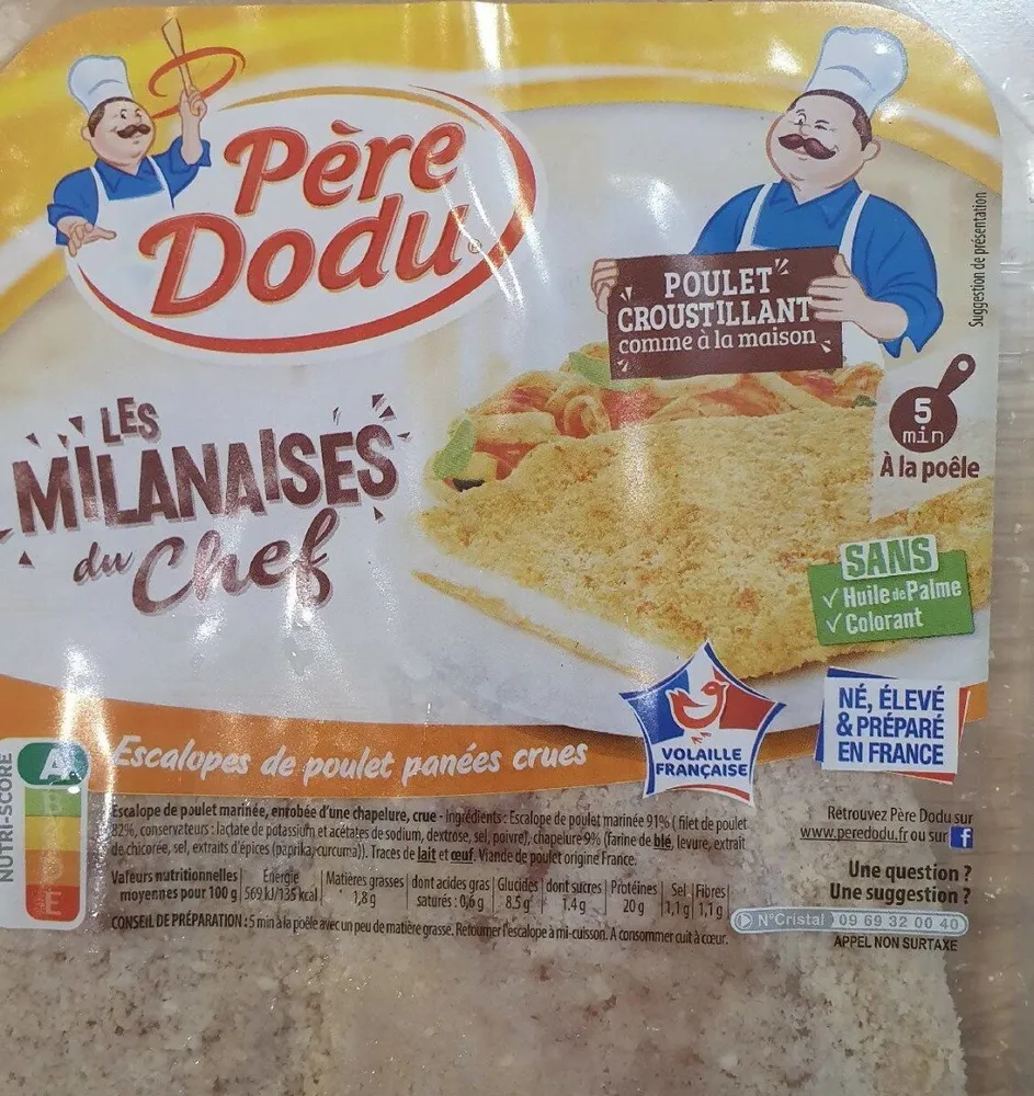 Escalopes de poulet panées crues