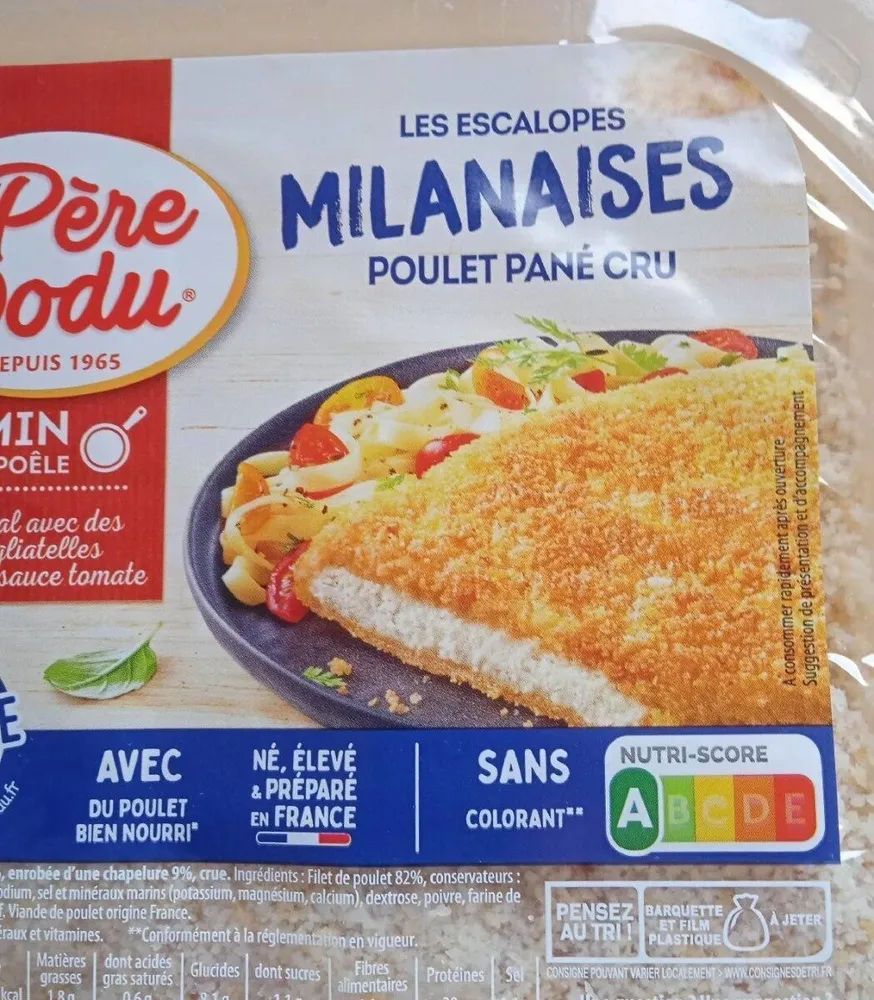 Escalopes milanaise poulet pané cru