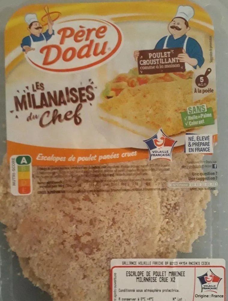 Escalopes de poulet panées crues