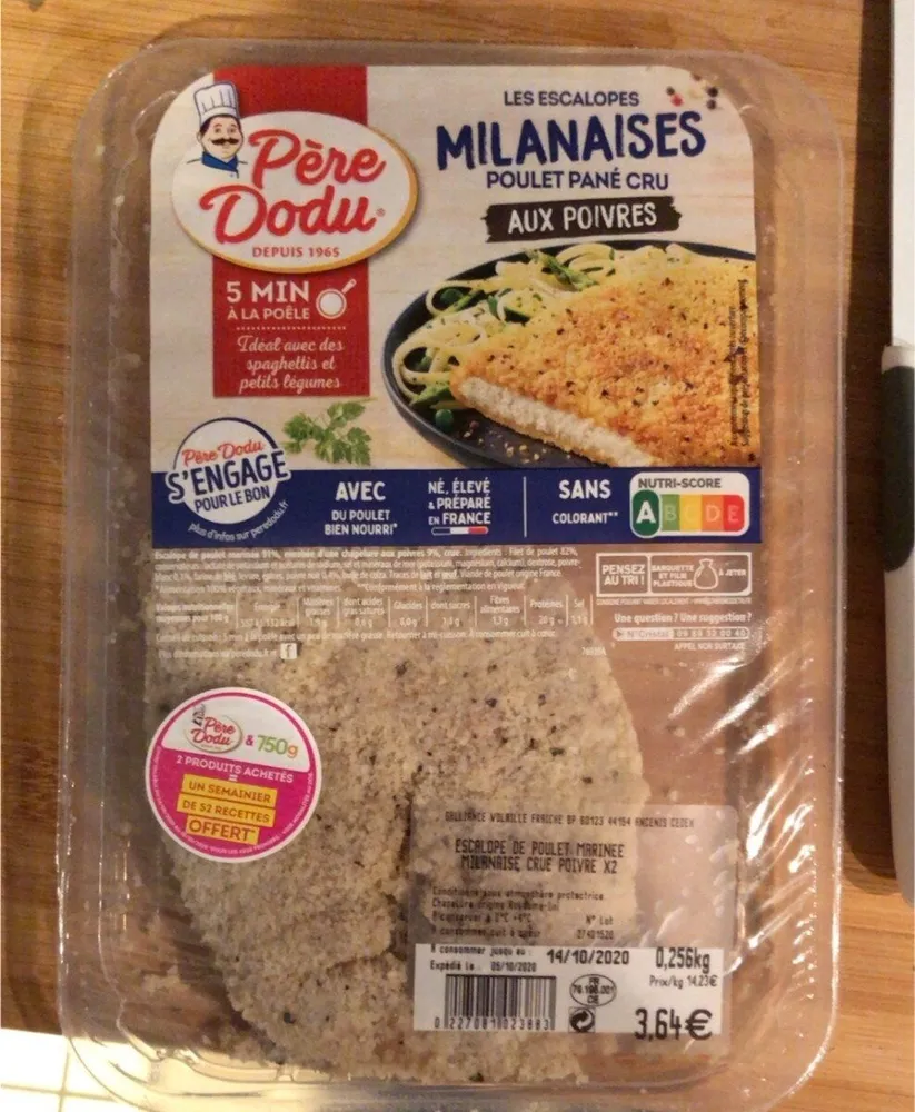Escalopes Milanaises Poulet pané cru