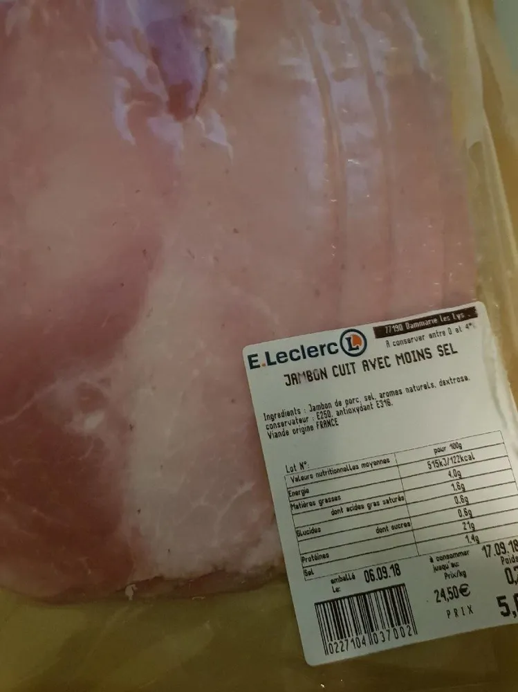 Jambon cuit avec moins de sel