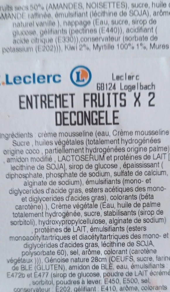 Entremet fruits Decongele