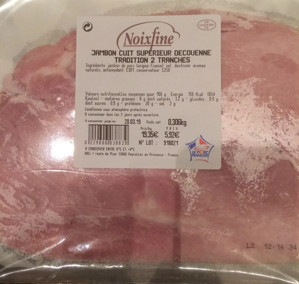 Jambon cuit superieur decournne tradition