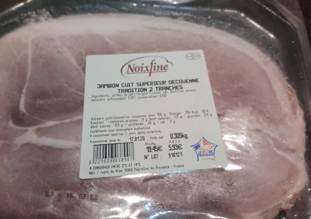 Jambon cuit supérieur decouenne tradition