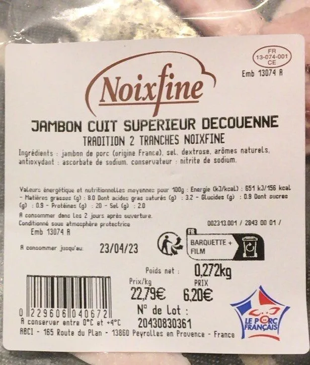 Jambon cuit superieur