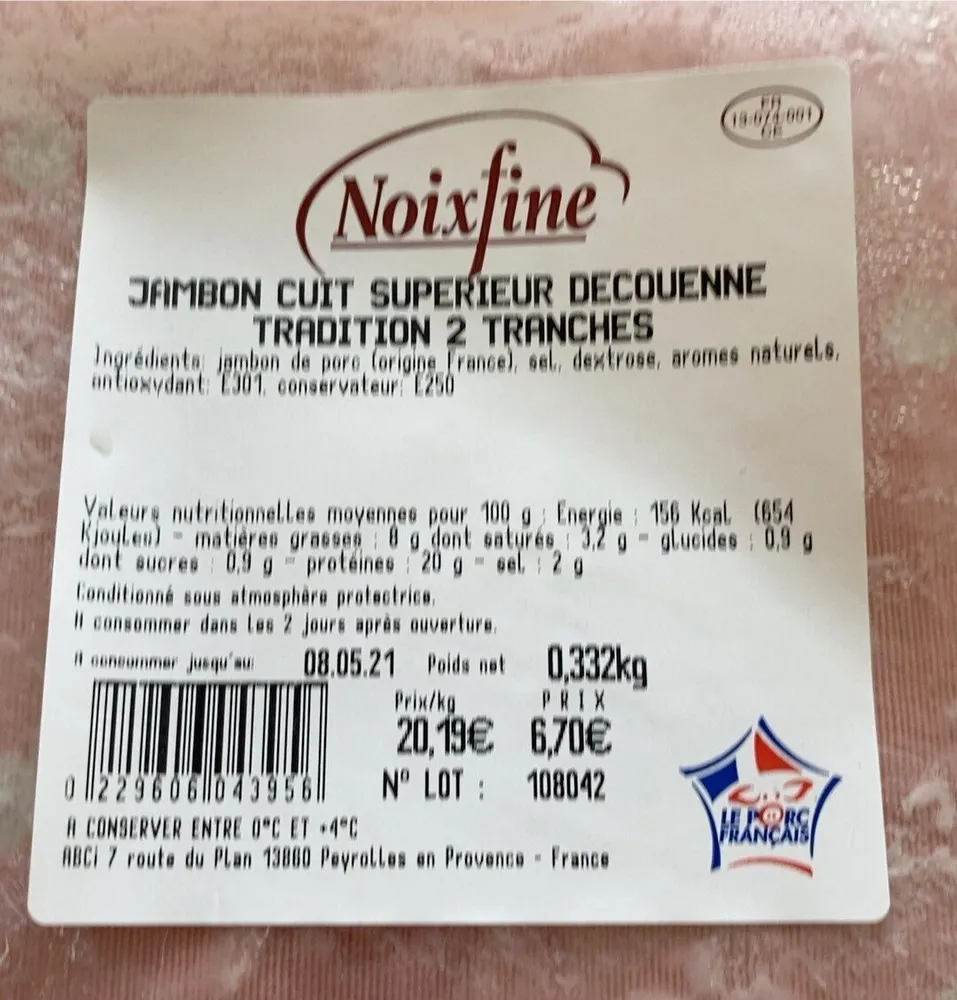 Jambon cuit superieur decouene tradition