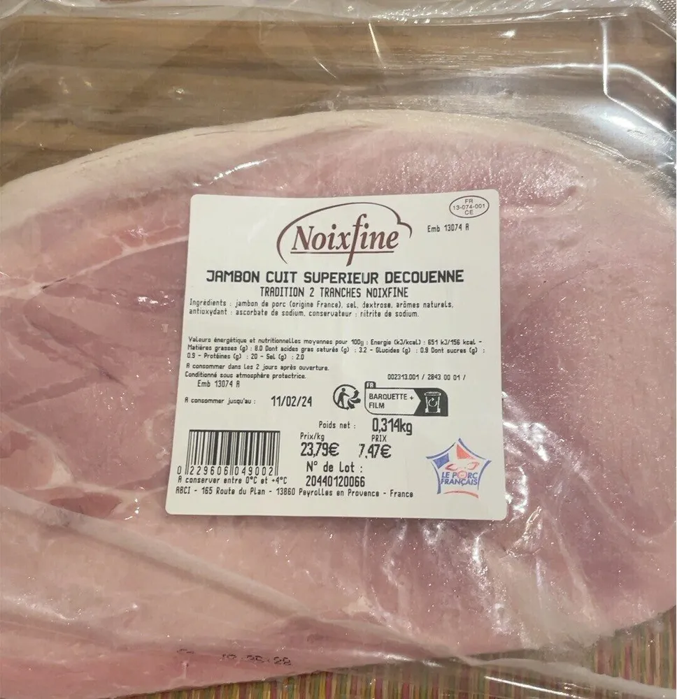 Jambon cuit découenné