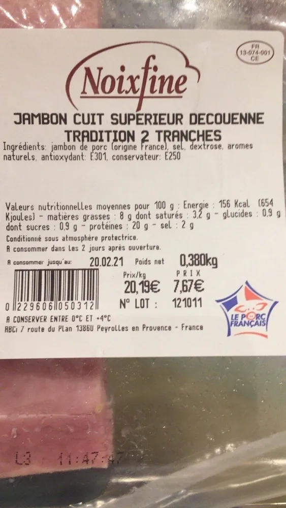 Jambon cuit superieur