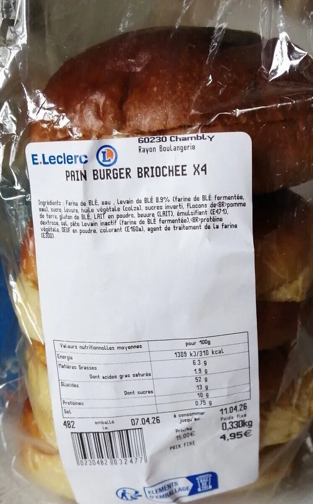 Pain burger brioché x 4