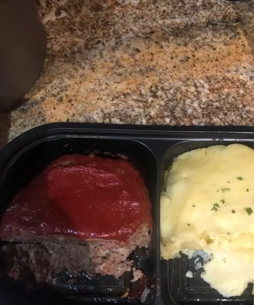 Meatloaf with mashed Yukon potatoes