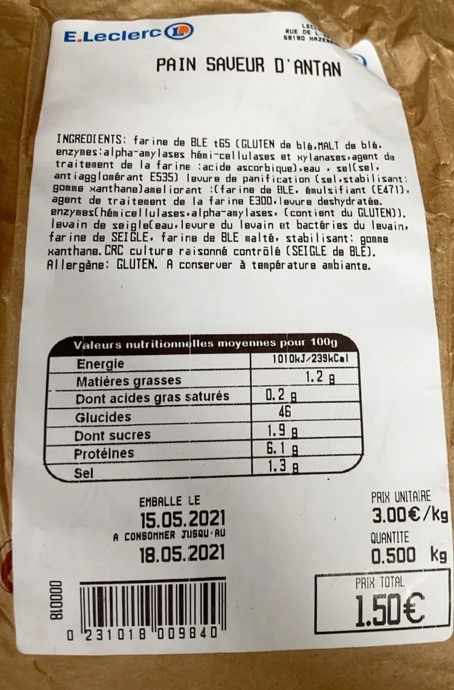 Pain saveur d’antan