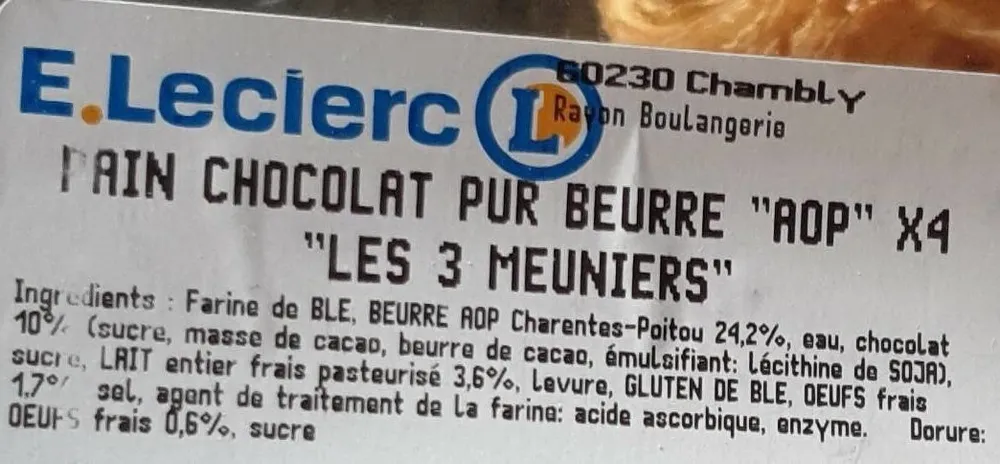 Pain chocolat pur beurre AOP