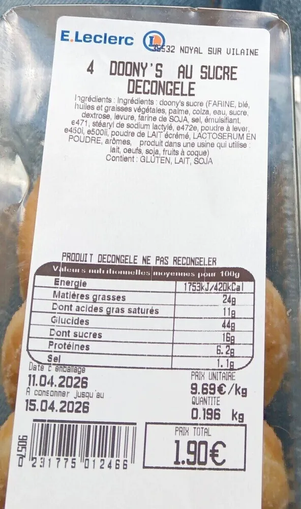 Doony 's au sucre decongele