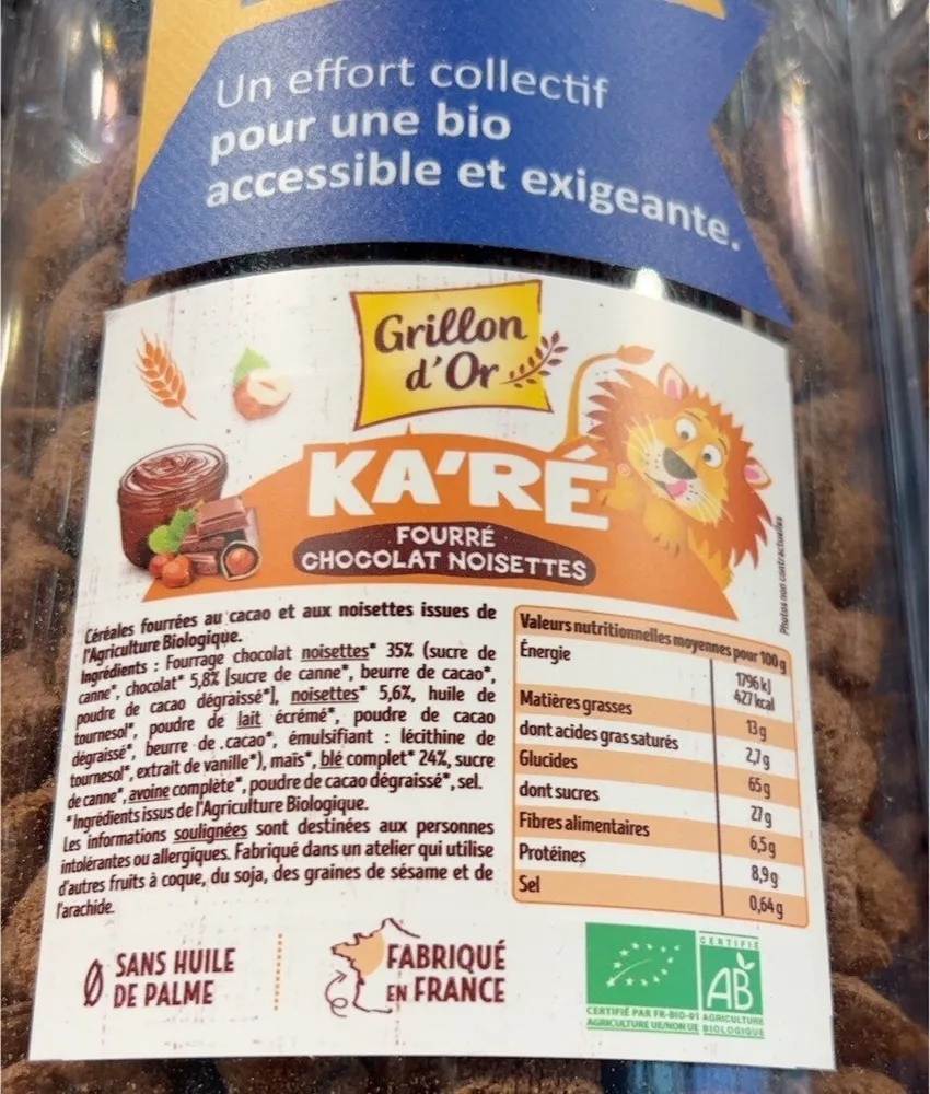 Ka’Ré fourré chocolat noisettes